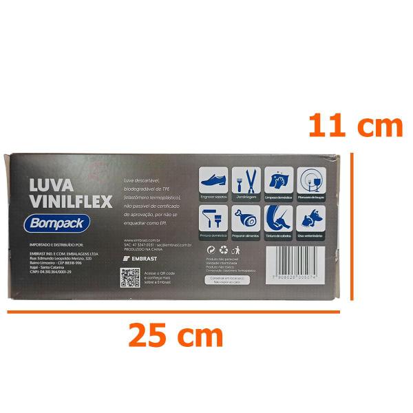 Imagem de 3 Luva Vinil Flex Descartável Proteção D Mãos C100u Preta G