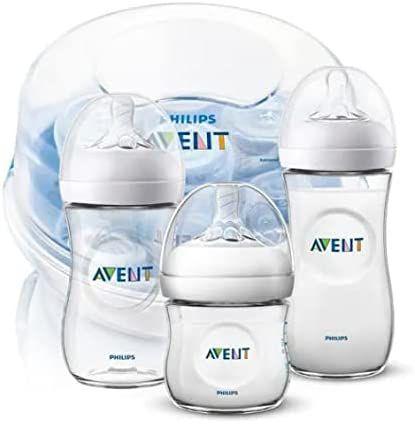 Imagem de 3 Mamadeiras Bebê Pétala Anticólica 125 260 330 ml Transparente Esterilizador Microondas Avent