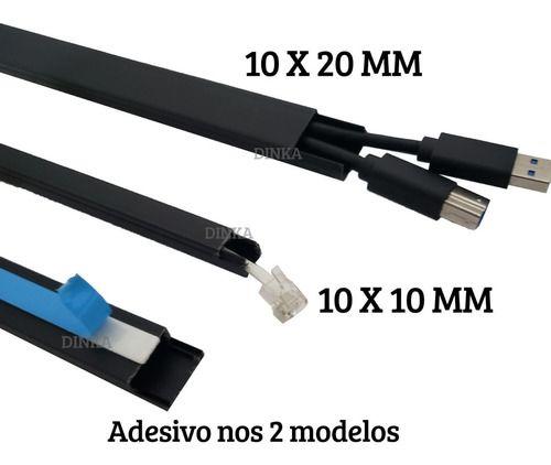 Imagem de 3 Metro Canaleta Preto Fina 10x10mm Com Fita Adesiva