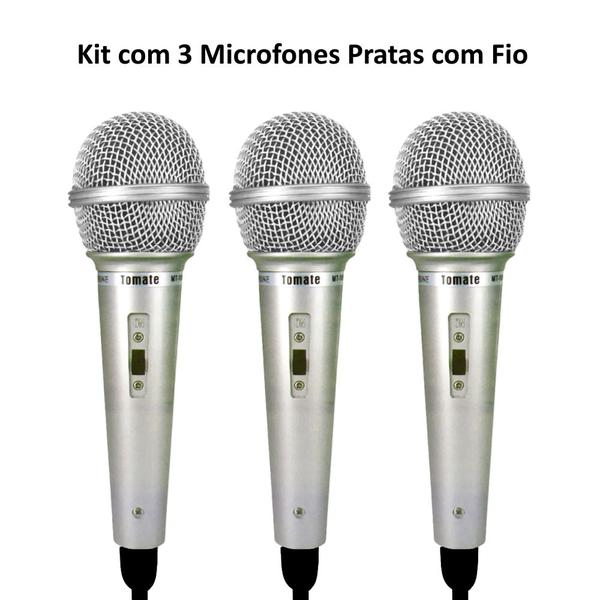 Imagem de 3 Microfones Profissional com Fio p/ Igrejas Apresentações e Caixas Amplificadas