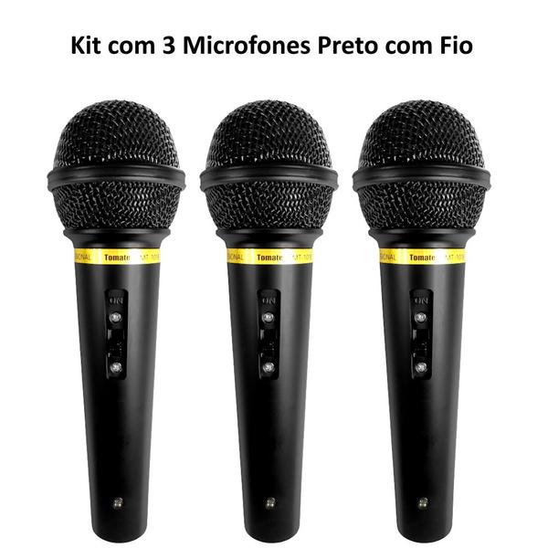 Imagem de 3 Microfones Profissional com Fio p/ Igrejas Apresentações e Caixas Amplificadas