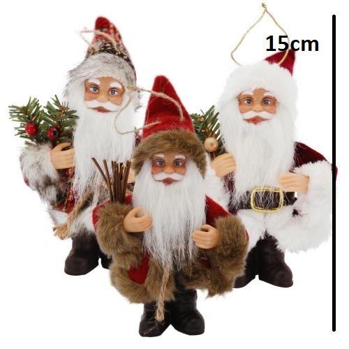 Imagem de 3 Mini Papai Noel Enfeite Pendurar Decoração Natalina 15 cm