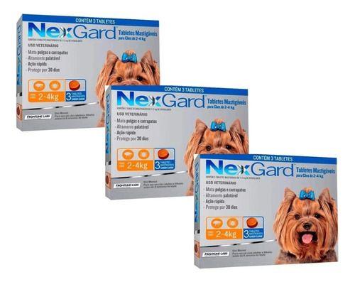 Imagem de 3 Nexgard Para Cães De 2 Á 4 Kg Antipulgas E Carrapatos 9 Cp