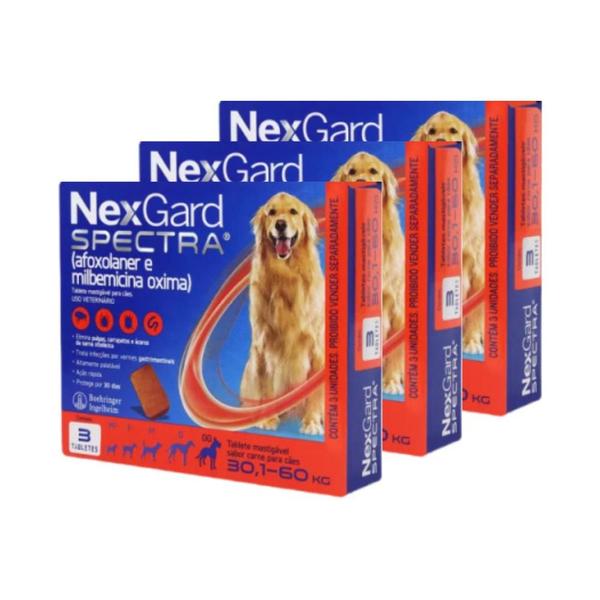 Imagem de 3 Nexgard Spectra Para Cães 30,1 A 60kg Antipulgas 9 Tab