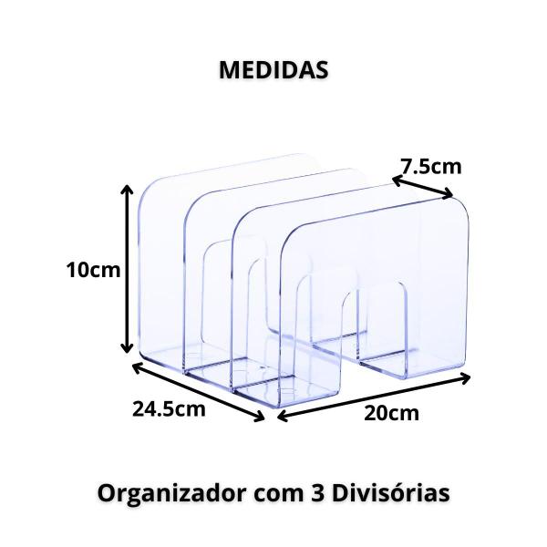 Imagem de 3 Organizador c Divisórias guardar livros bolsas carteira documento clutch armário closet prateleira