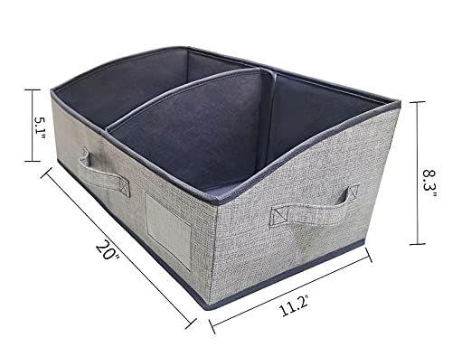 Imagem de 3 pacotes de caixas de armazenamento closet - Trapezoid Large Storage Box - Cestas de tecido dobrável para roupas organizadoras - Roupas de bebê, brinquedos, toalha, DVD, livro (Cinza Escuro, 20 x 11,2 x 8,3 polegadas)