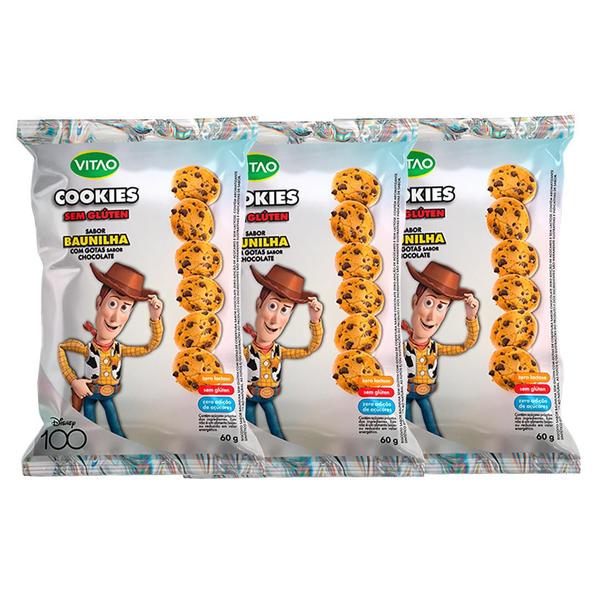 Imagem de 3 Pacotes Disney Cookies sem Glúten Sabor Baunilha 60g-Vitao