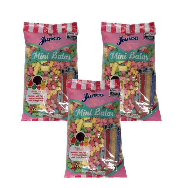 3 Pacotes Mini Bala de Coco 400g Junco Sabores Decoração Tubetes Imagem de 3 Pacotes Mini Bala de Coco 400g Junco Sabores Decoração Tubetes