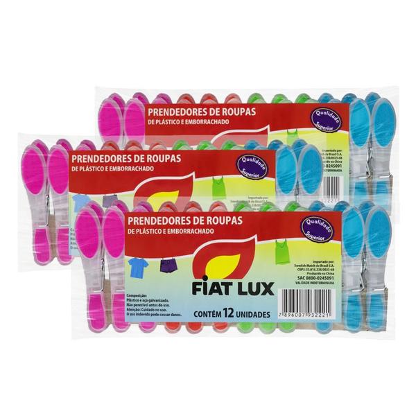 3 Pacotes Pregador Roupas Fiatlux Alta Pressão 12 Un Cada - Fiat Lux Imagem de 3 Pacotes Pregador Roupas Fiatlux Alta Pressão 12 Un Cada