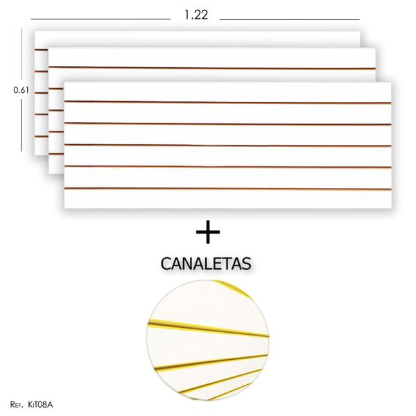 Imagem de 3 Paineis Canaletados - 1,22 X 0,61 + Canaleta Amarela