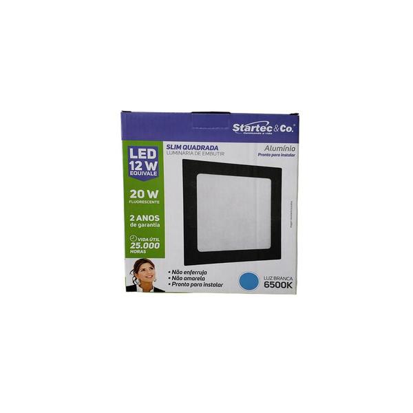 Imagem de 3 Painel Luminária Plafon Preto Led Embutir 12W Quadrado