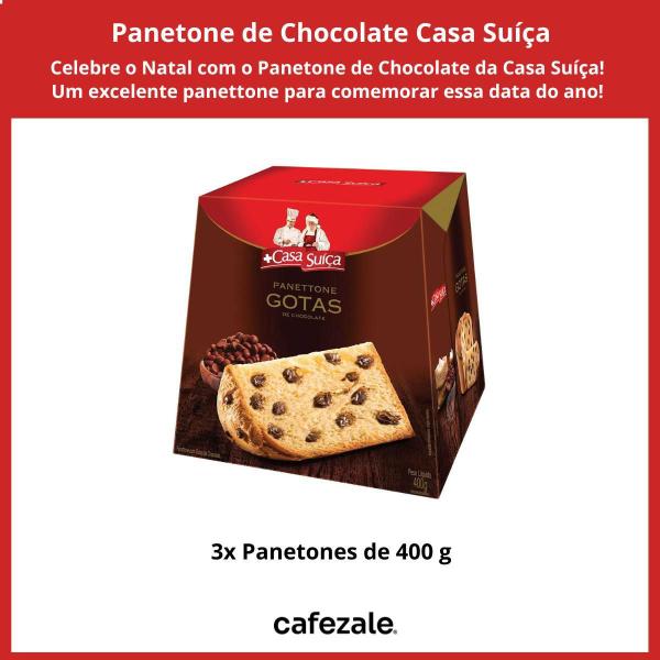 Imagem de 3 Panetones Casa Suíça, Chocotone 400G, Chocolate