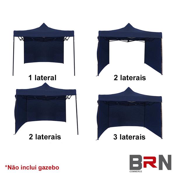 Imagem de 3 Paredes de Fechamento Lateral Removível Cor Azul Para Tenda Gazebo 3x3