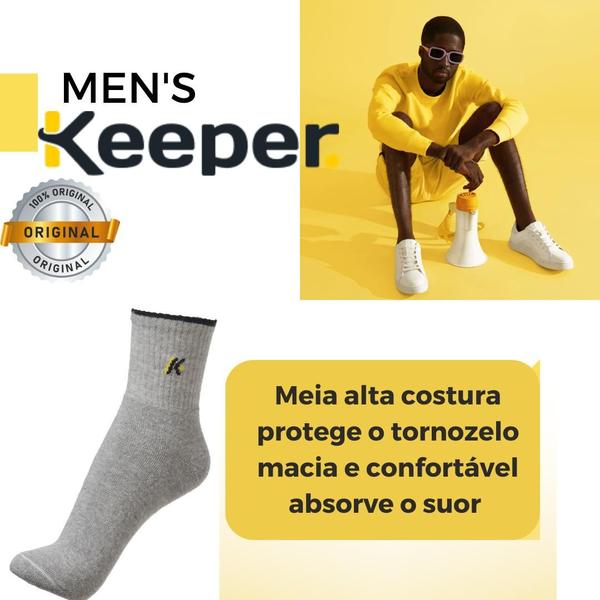 Imagem de 3 Pares de Meia Cano Médio 100% Algodão Malhas Keeper