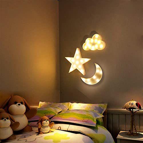 3 PCS 3D Crescente Lua Luz Nuvem Led Star Lamp, AUSAYE Luzes Noturnas Decorativas Sala Decoração NightLight para Crianças Adultos Presentes de Natal de Aniversário Imagem de 3 PCS 3D Crescente Lua Luz Nuvem Led Star Lamp, AUSAYE Luzes Noturnas Decorativas Sala Decoração NightLight para Crianças Adultos Presentes de Natal de Aniversário