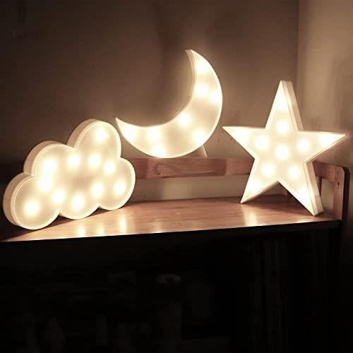 3 PCS 3D Crescente Lua Luz Nuvem Led Star Lamp, AUSAYE Luzes Noturnas Decorativas Sala Decoração NightLight para Crianças Adultos Presentes de Natal de Aniversário Imagem de 3 PCS 3D Crescente Lua Luz Nuvem Led Star Lamp, AUSAYE Luzes Noturnas Decorativas Sala Decoração NightLight para Crianças Adultos Presentes de Natal de Aniversário