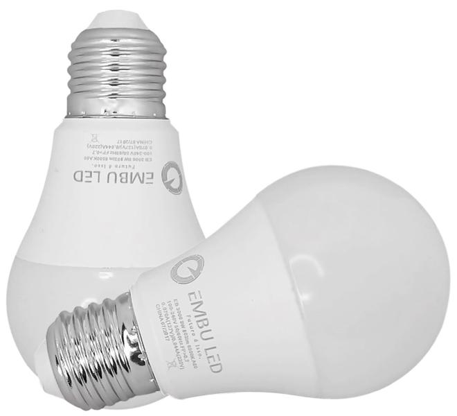 Imagem de 3 Peças Lâmpada Bulbo Led 9W Bivolt E27 Branco Frio