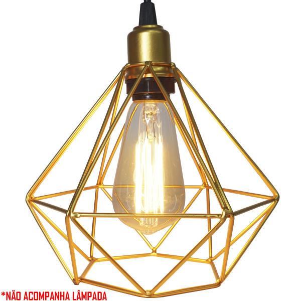 Imagem de 3 Pendente Aramado Diamante Luminária Lustre Luxo Pequeno Teto Retrô Agp Ilumini Industrial