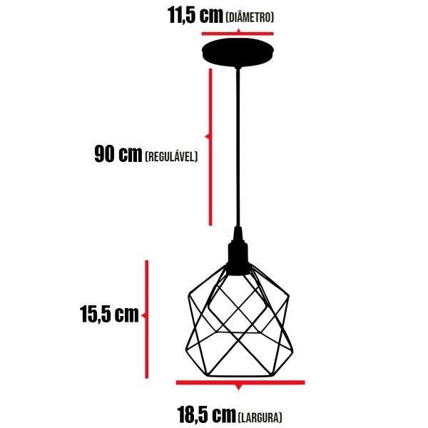 Imagem de 3 Pendentes Aramado Cálice Luminária Lustre Luxo Teto Retrô Vintage Balcão Agp Ilumini Industrial