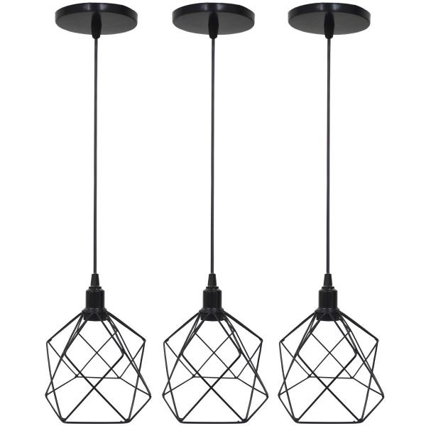 Imagem de 3 Pendentes Aramado Cálice Luminária Lustre Luxo Teto Retrô Vintage Balcão Agp Ilumini Industrial