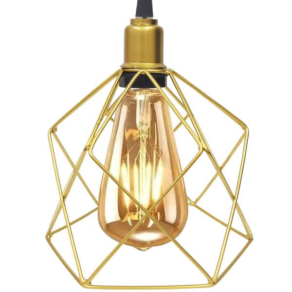 Imagem de 3 Pendentes Aramado Cálice Luminária Lustre Retrô Balcão + 3 Lâmpadas Led ST64 Vintage Teto