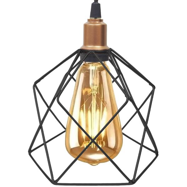 Imagem de 3 Pendentes Aramado Cálice Luminária Lustre Retrô Balcão Preto Cobre Rose Gold + Lâmpada Led Teto