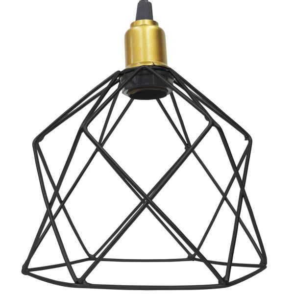 Imagem de 3 Pendentes Aramado Cálice Luminária Lustre Retrô Balcão Preto Dourado + 3 Lâmpadas Led ST64 Teto