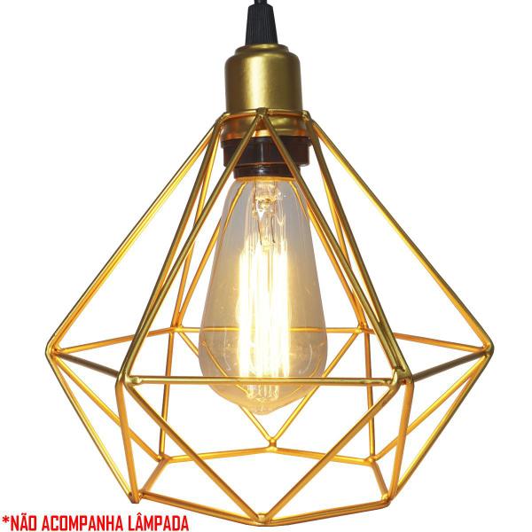 Imagem de 3 Pendentes Aramado Diamante Cabo 2 Mt Luminária Lustre Luxo Industrial Teto Retrô Agp Ilumini