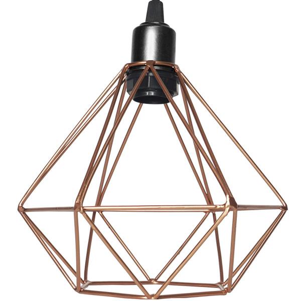 3 Pendentes Aramado Diamante Luminária Lustre Teto Retrô Vintage Industrial Balcão Cobre Rose Gold - Agp Ilumini Imagem de 3 Pendentes Aramado Diamante Luminária Lustre Teto Retrô Vintage Industrial Balcão Cobre Rose Gold