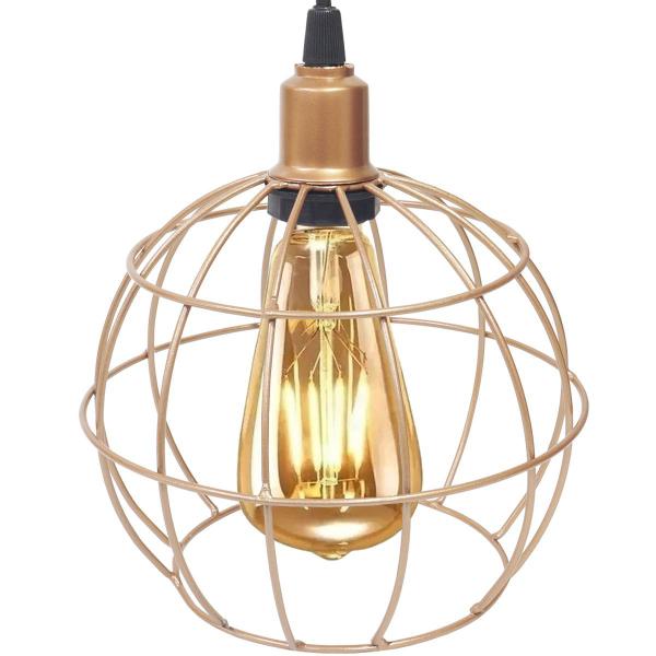 Imagem de 3 Pendentes Aramado Globo Luminária Lustre Retrô Balcão Cobre Rose Gold + 3 Lâmpadas Led ST64