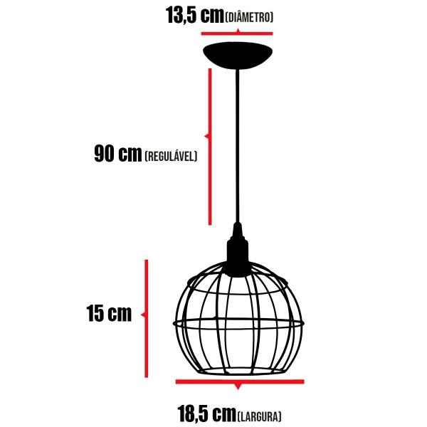 Imagem de 3 Pendentes Aramado Globo Luminária Lustre Teto Retrô Vintage Industrial Balcão Agp Ilumini