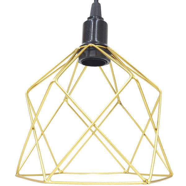 Imagem de 3 Pendentes Aramado Teto Cálice Luminária Lustre Retrô Balcão + Lâmpada Led ST64 Vintage Dourado