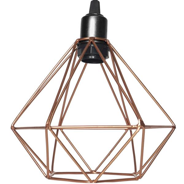 Imagem de 3 Pendentes Aramado Teto Diamante Luminária Lustre Retrô Balcão + Lâmpada Led ST64 Vintage