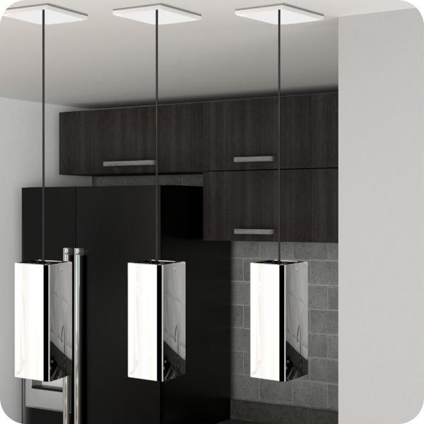 Imagem de 3 Pendentes Industrial Inox Quadrado Moderno Luminária ELG