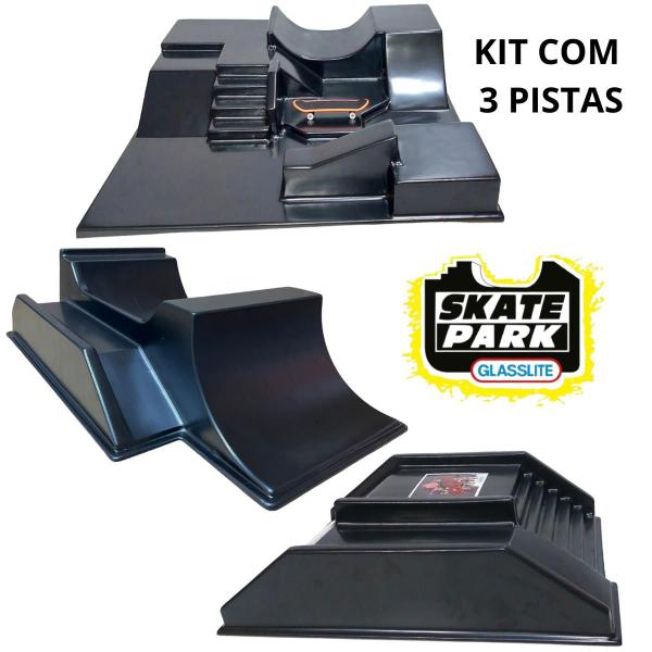 Imagem de 3 Pista Com Skate De Dedo Skate Park Glasslite Finger Board