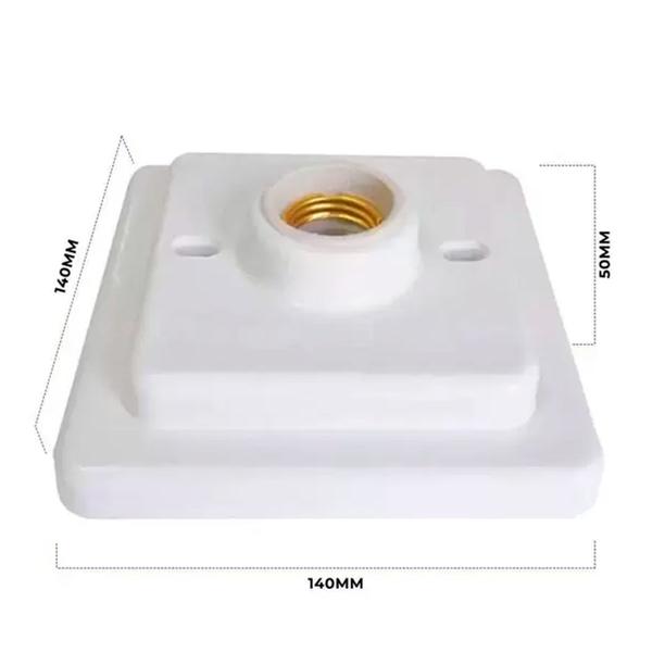 Imagem de 3 Plafon Quadrado Branco Enfeite Luminária Bocal Porcelana 100w E27 OPL Iluminação Especialista