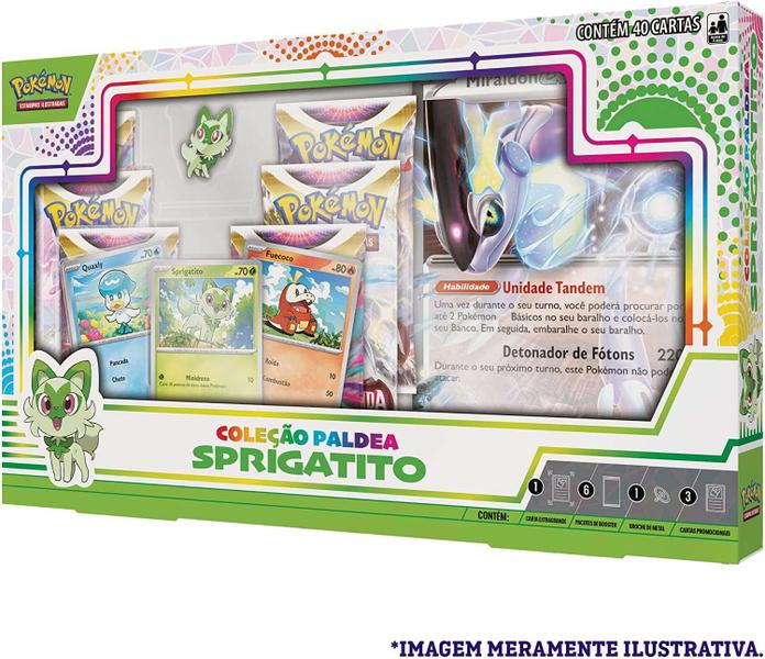 Imagem de 3 Pokémon Box Coleção Paldea Fuecoco +  Quaxly + Sprigatito