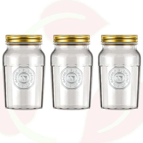 3 Pote Americano Mantimento Café Vidro Vintage 1L Nadir - NADIR FIGUEREIDO Imagem de 3 Pote Americano Mantimento Café Vidro Vintage 1L Nadir