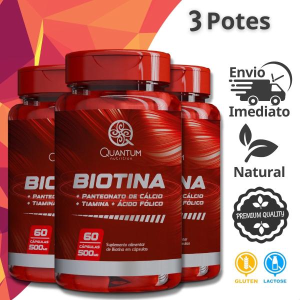 Imagem de 3 Potes Biotina Kit 180 Cáps - Quantum 