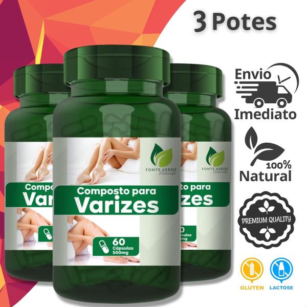 Imagem de 3 Potes Composto Natural 8 Ervas 120 Cáps - Fonte Verde