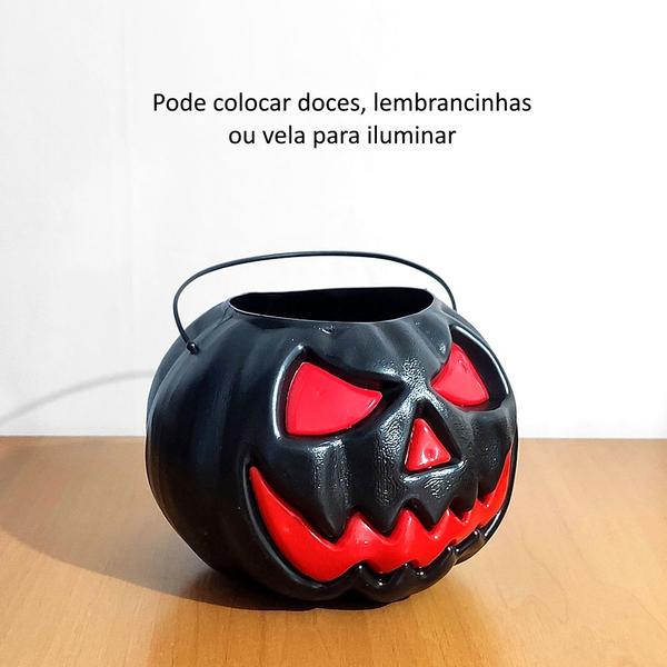 Imagem de 3 Potes de Abóbora Halloween Doces Decoração para Por Velas Dia das Bruxas