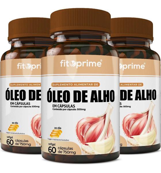 Imagem de 3 Potes De Óleo De Alho 500Mg Com 60 Cápsulas Fitoprime