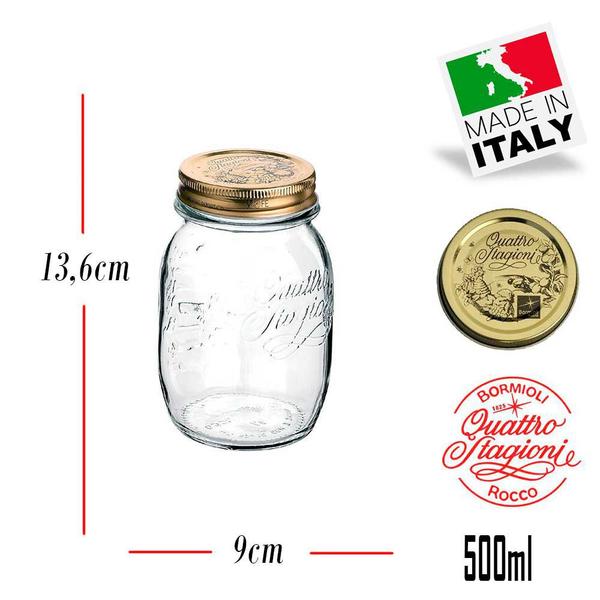 3 Potes de vidro herméticos Quattro Stagioni Bormioli Rocco para legumes, frutas, papinhas, compotas e conservas - Rocco Bormioli Imagem de 3 Potes de vidro herméticos Quattro Stagioni Bormioli Rocco para legumes, frutas, papinhas, compotas e conservas