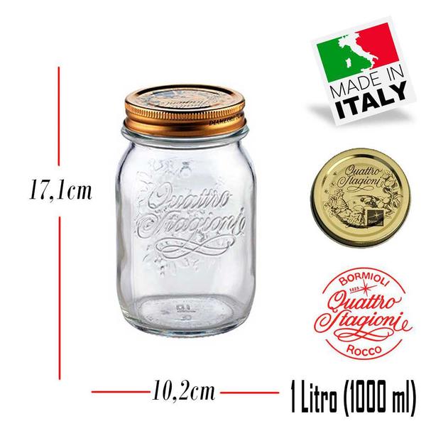 3 Potes de vidro herméticos Quattro Stagioni Bormioli Rocco para legumes, frutas, papinhas, compotas e conservas - Rocco Bormioli Imagem de 3 Potes de vidro herméticos Quattro Stagioni Bormioli Rocco para legumes, frutas, papinhas, compotas e conservas