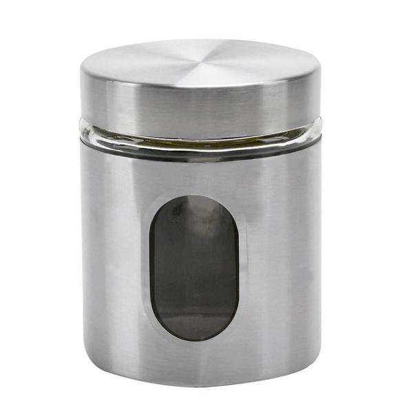 Imagem de 3 Potes De Vidro Redondo Mantimentos Inox Com Janela 635Ml