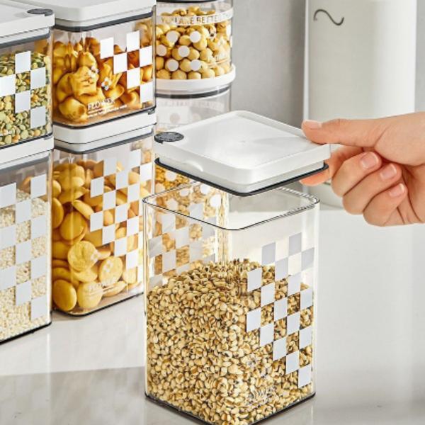 3 Potes Hermético 900ml Armazenar Grãos Conserva Alimentos - Top Rio Imagem de 3 Potes Hermético 900ml Armazenar Grãos Conserva Alimentos