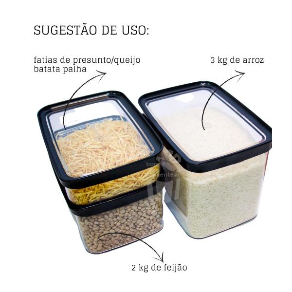 Imagem de 3 Potes Herméticos Porta Alimentos Mantimentos com Tampa