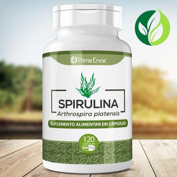 Imagem de 3 Potes Spirulina 500mg 120cps Prime Ervas