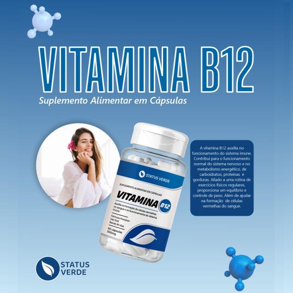 Imagem de 3 Potes Vitamina B12 Concentrada Kit 180 Cáps - Status Verde