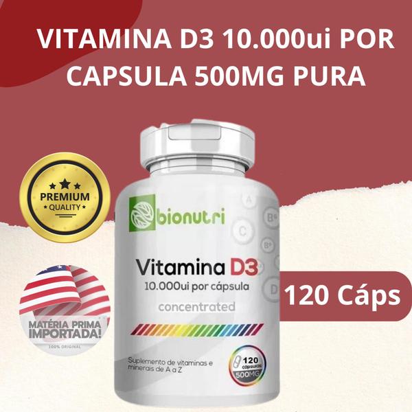 Imagem de 3 Potes Vitamina D3 10.000ui Por Capsula Pura 500mg 360 Cápsulas Bionutri